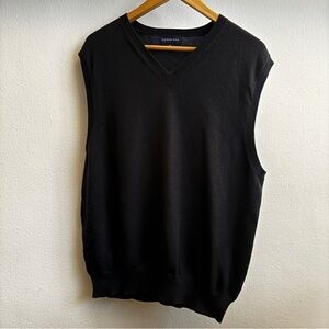 Lands' End Men's V-Neck Black Sweater Vest